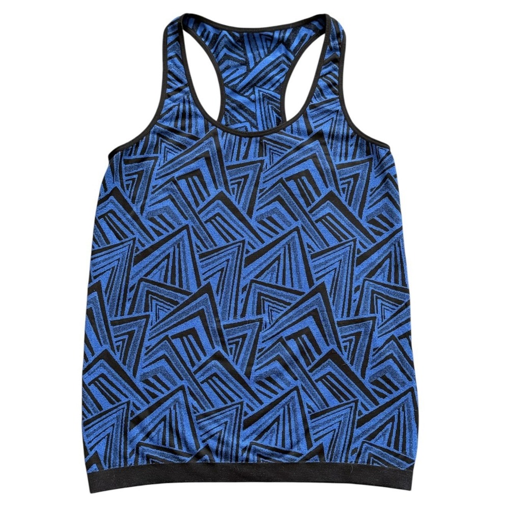 Fabletics Tank Top Medium Women Blue Black Racerback Athletic Workout Activewear